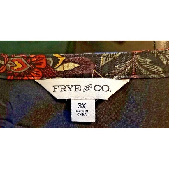 Frye & Co Black Multicolor Floral Semi Sheer Lined Top Blouse 3X Sparkle     T36 - Picture 10 of 14